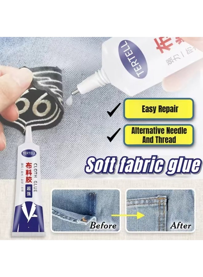 TERTELL Strong Fabric Adhesive Glue 50ML – Clear Drying Waterproof Permanent Sew Glue, Washable & Heat Resistant No-Sew Fabric Repair Glue for Clothes, Patches, Hemming, DIY Crafts, Suitable for All Fabrics - Image 2